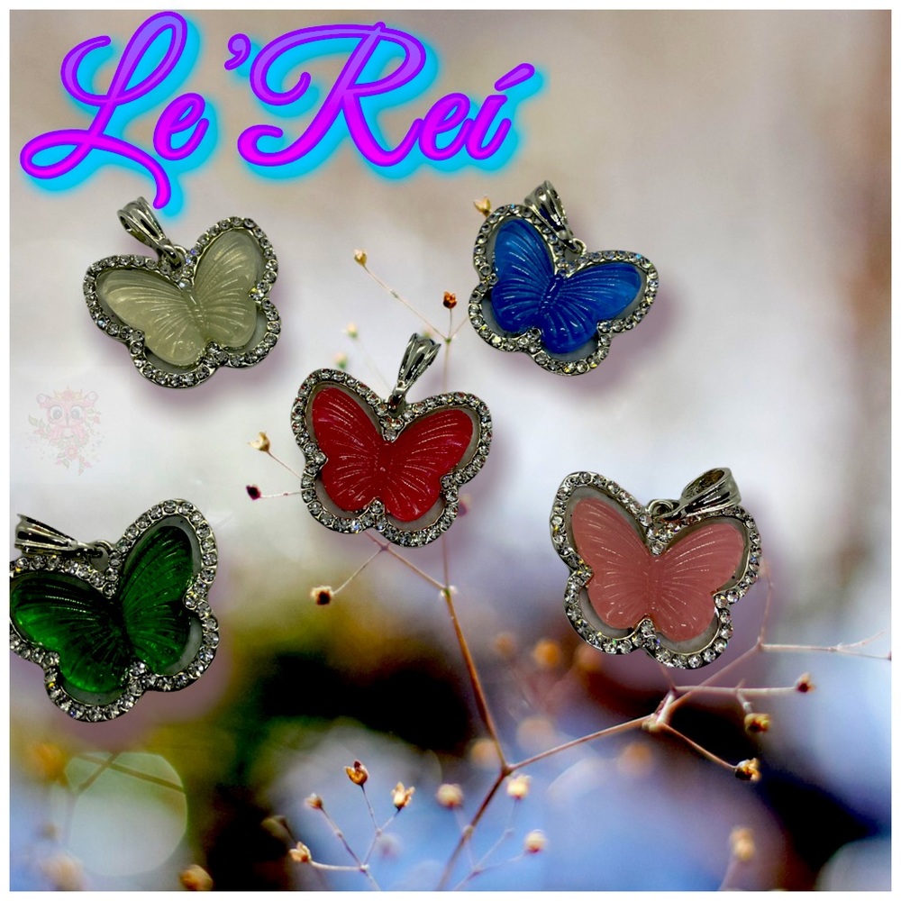 Gold filled Rhinestone Butterfly Jade Pendants-